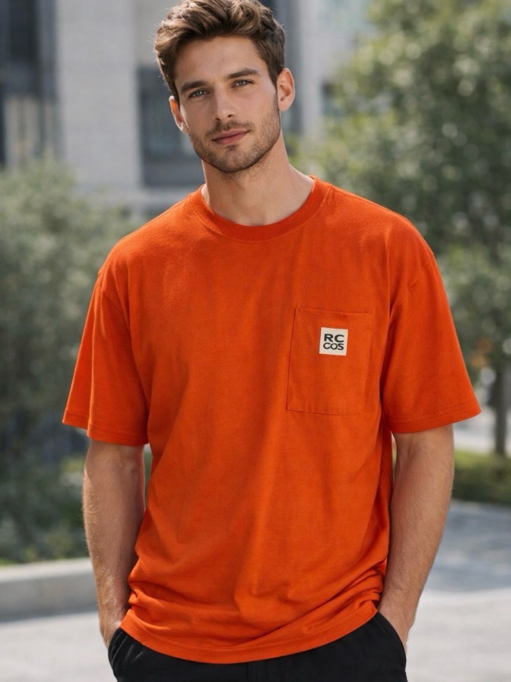 RC Outdoor Supply NWT Pocket Logo Graphic T-Shirt Cotton Red Orange size S